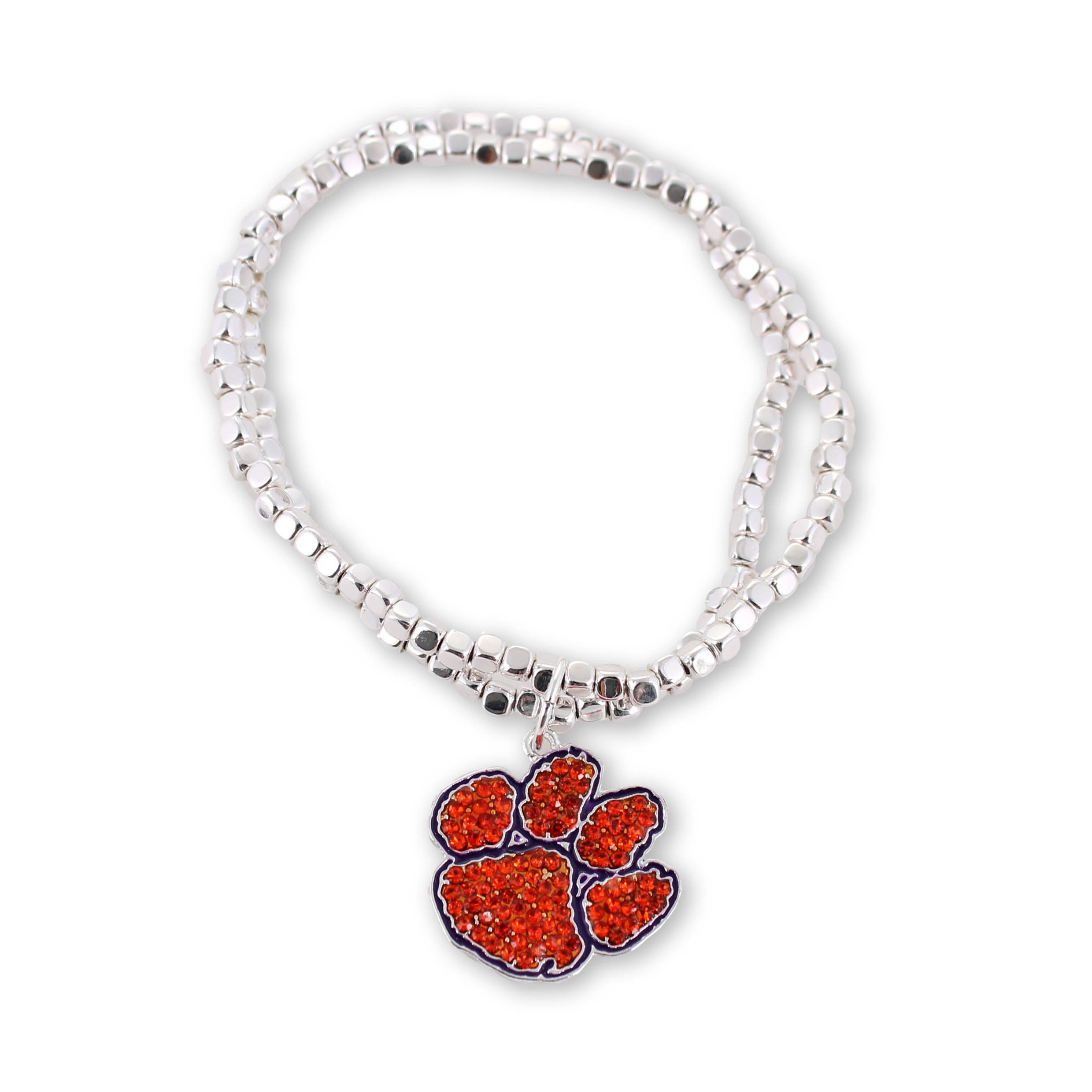 Seasons Jewelry - Wholesale Charm/Dangle Bracelet - Clemson Crystal Logo Stretch Bracelet2