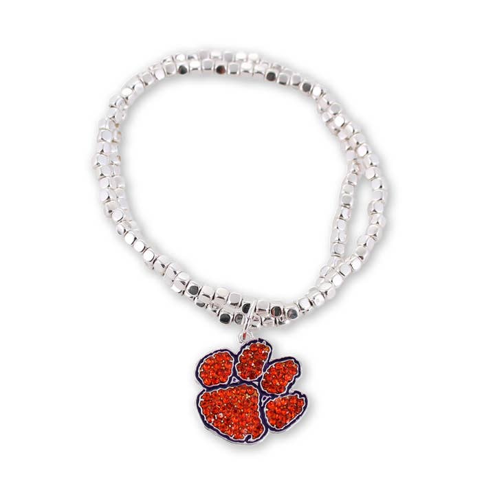 Seasons Jewelry - Wholesale Charm/Dangle Bracelet - Clemson Crystal Logo Stretch Bracelet2