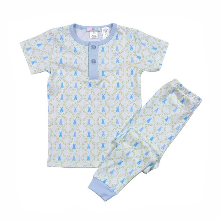Baby Loren – wholesale Sleepwear set – Kids – EAB-099 BLUE EASTER BUNNIES 2 PCS LOUNGEWEAR0