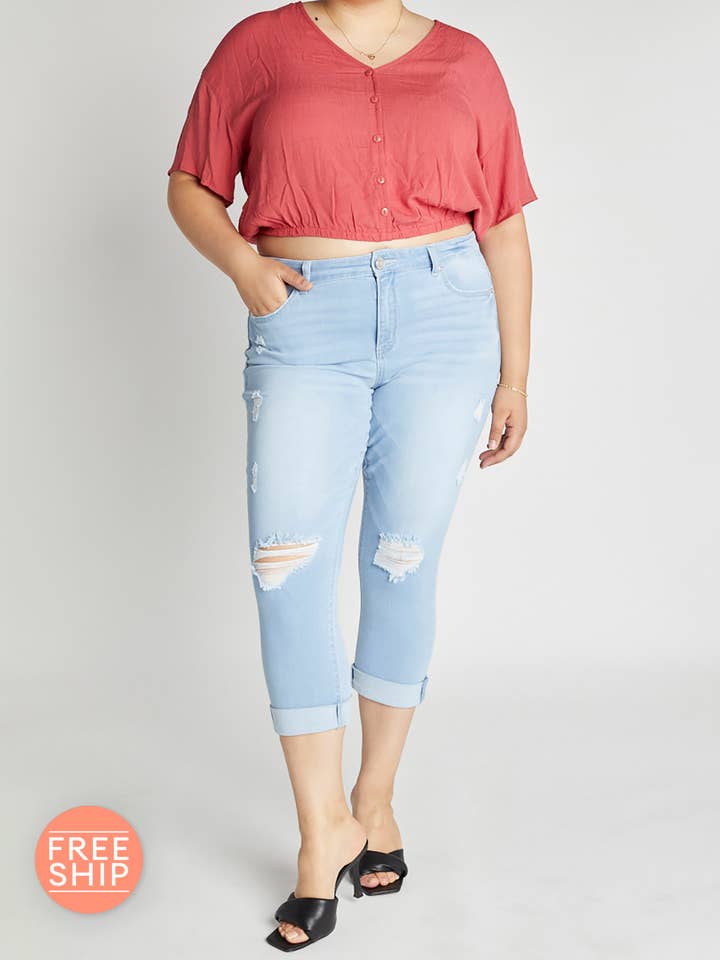 PRE PACK Jeans Skinny Crop Rasgados Tamanho Grande EP3413XL por atacado de ENJEAN