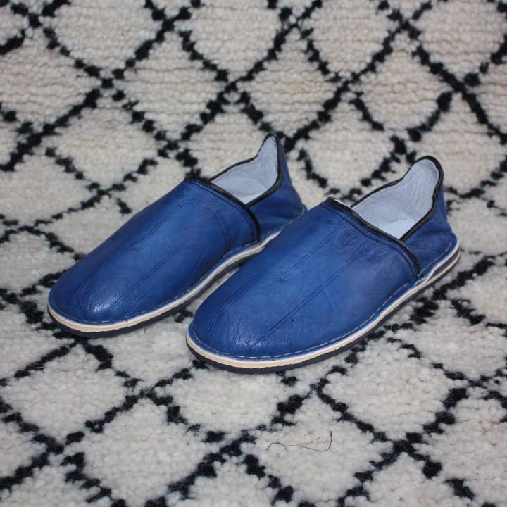 Blå LÄDERSkor med Klackar - Marockanskt Hantverk 100% HANDGJORT - Herr & Dam - Storlek 35 till 46 - för wholesale av Boutique Huléti