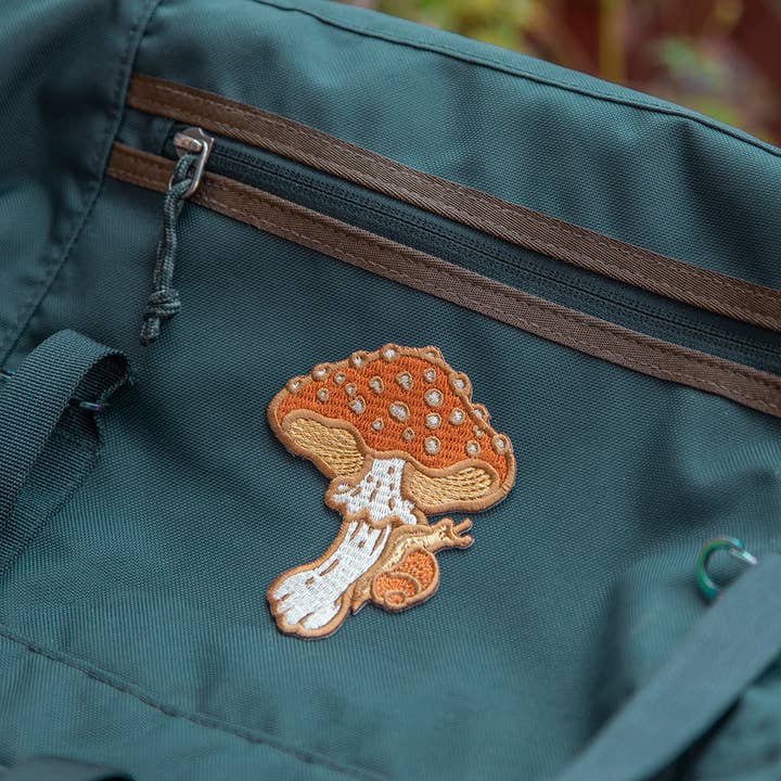 Mustard Beetle - Wholesale Patch - Mushroom and Snail Embroidered Patch, Iron on Patch