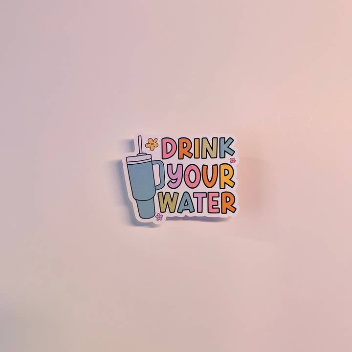Thirty Three Prints - Vente Autocollant - Autocollant en vinyle "Buvez votre eau" : Autocollant brillant pour le soin de soi3