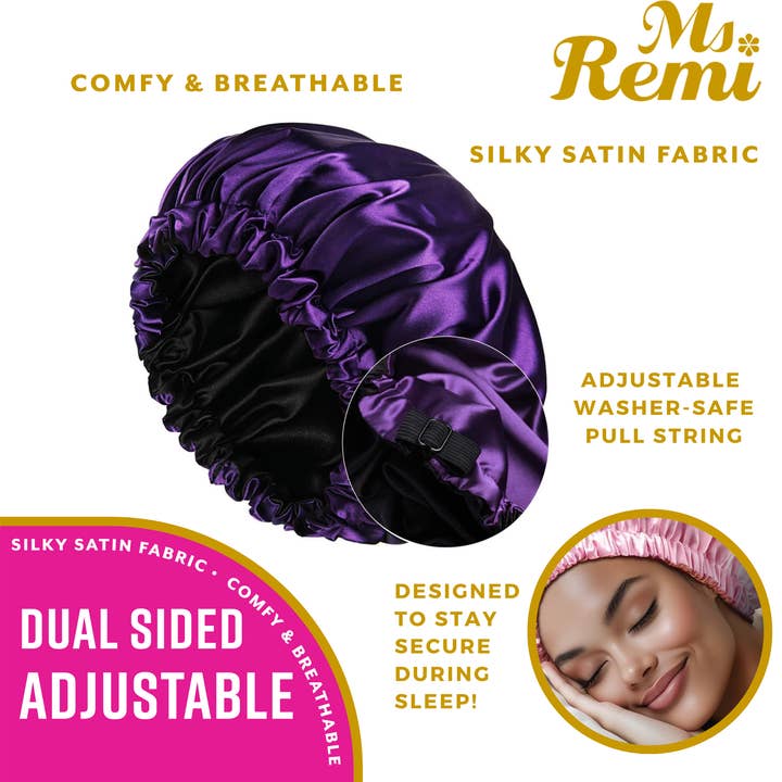 Annie International, Inc. - Wholesale Sleep Cap / Bonnet - Women's - Ms. Remi Adjustable Dual-Sided Silky Satin Braid Bonnet Asst2