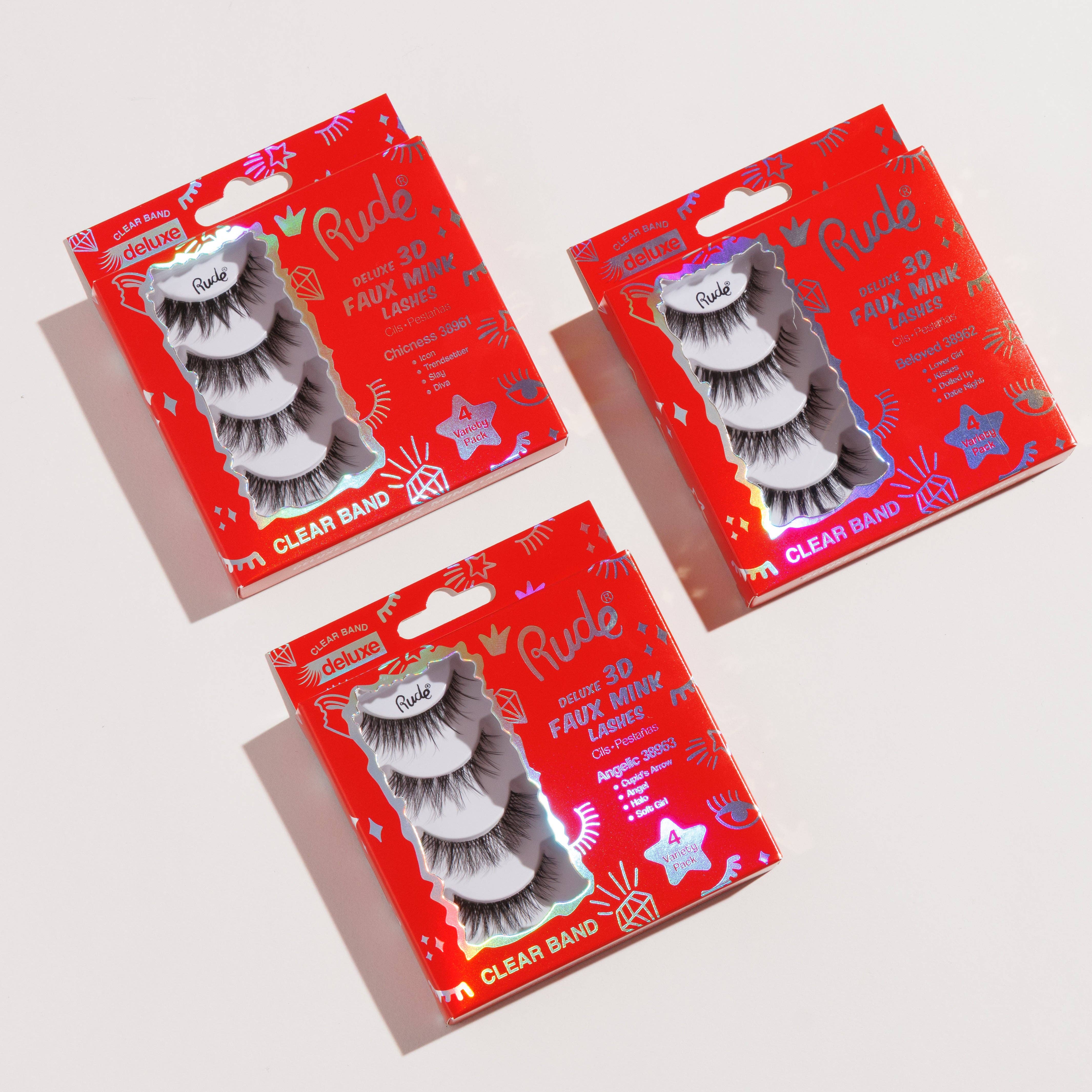 Rude Cosmetics - Wholesale False/Fake Eyelashes - Deluxe 3D Faux Mink Lashes 4 Variety Pack4