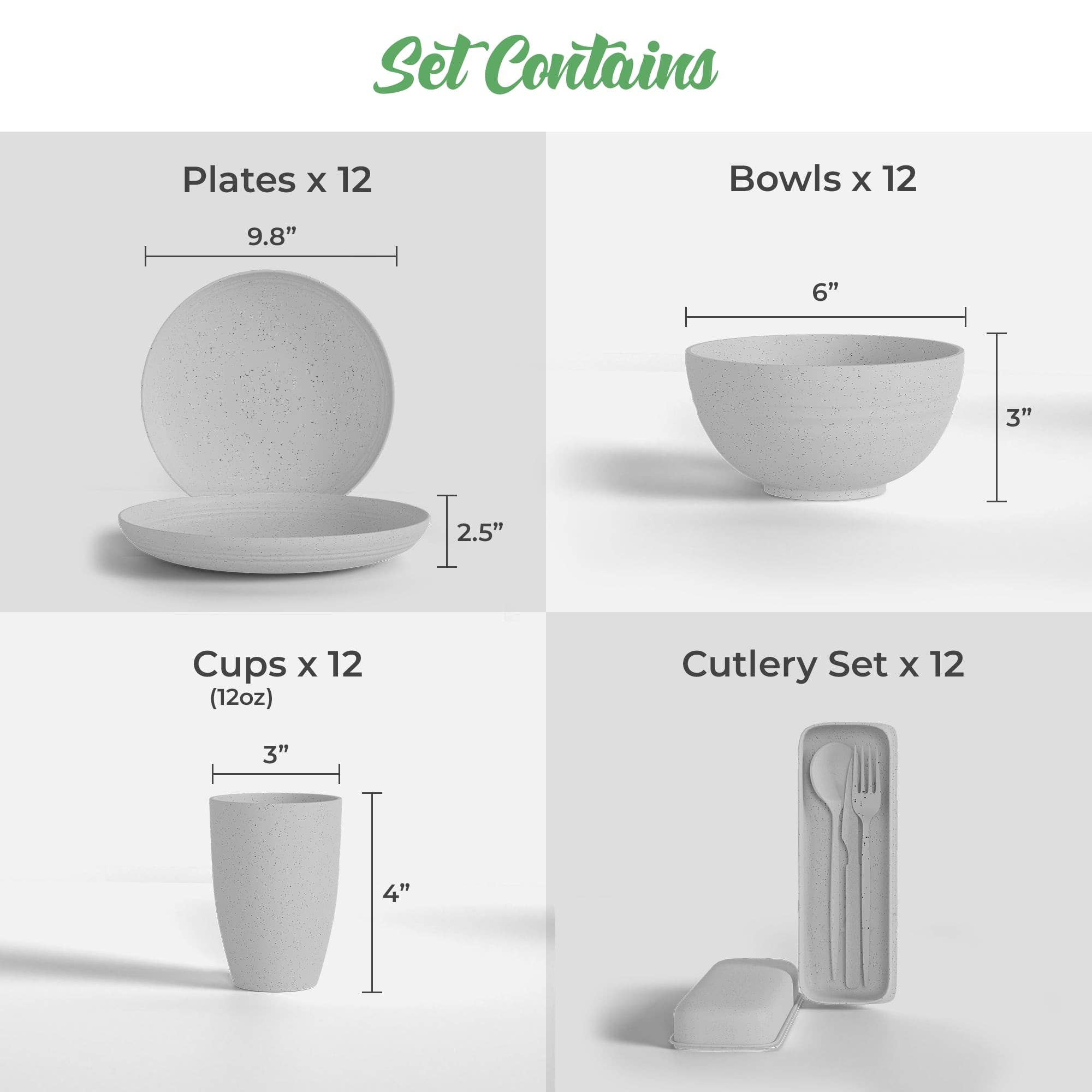 Greendish - Venta al por mayor Conjuntos de vajilla - Conjuntos de vajilla reutilizable ecológica de paja de trigo12