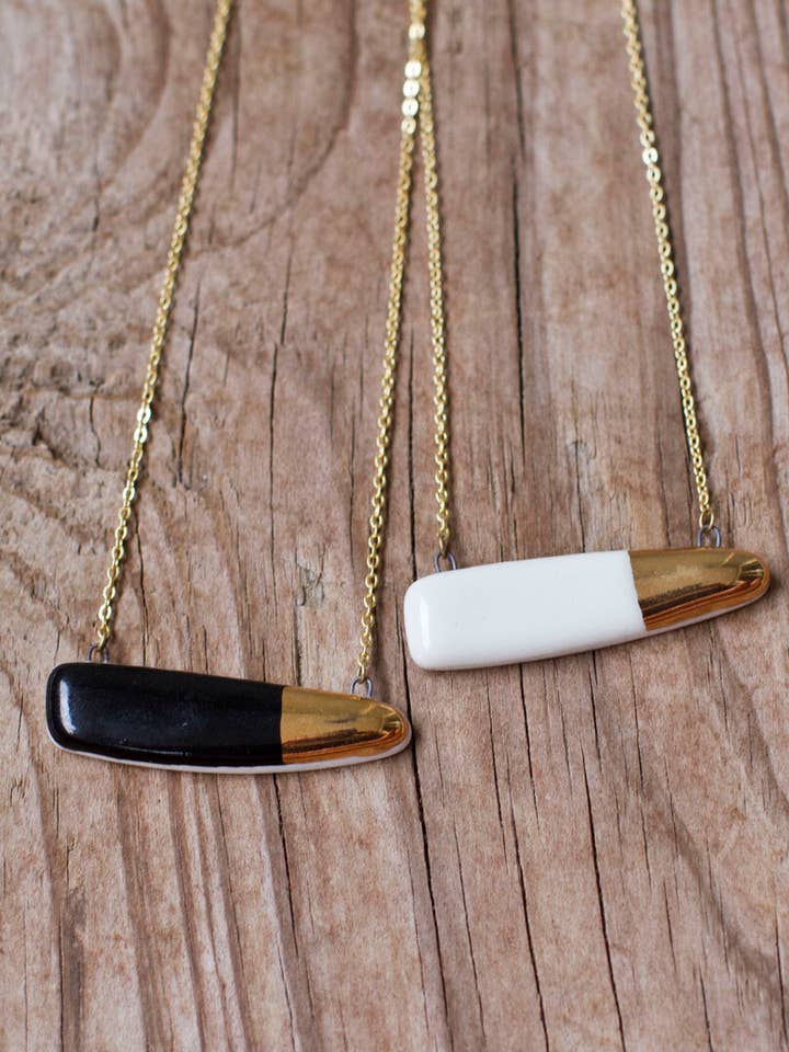 Gold Dipped Bar Necklace for wholesale by Heather Kegel Studios