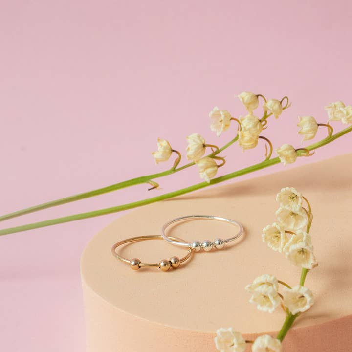 Emery and Opal - Vente Anneau/bague à empiler - Bague anti-anxiété à billes tournantes7