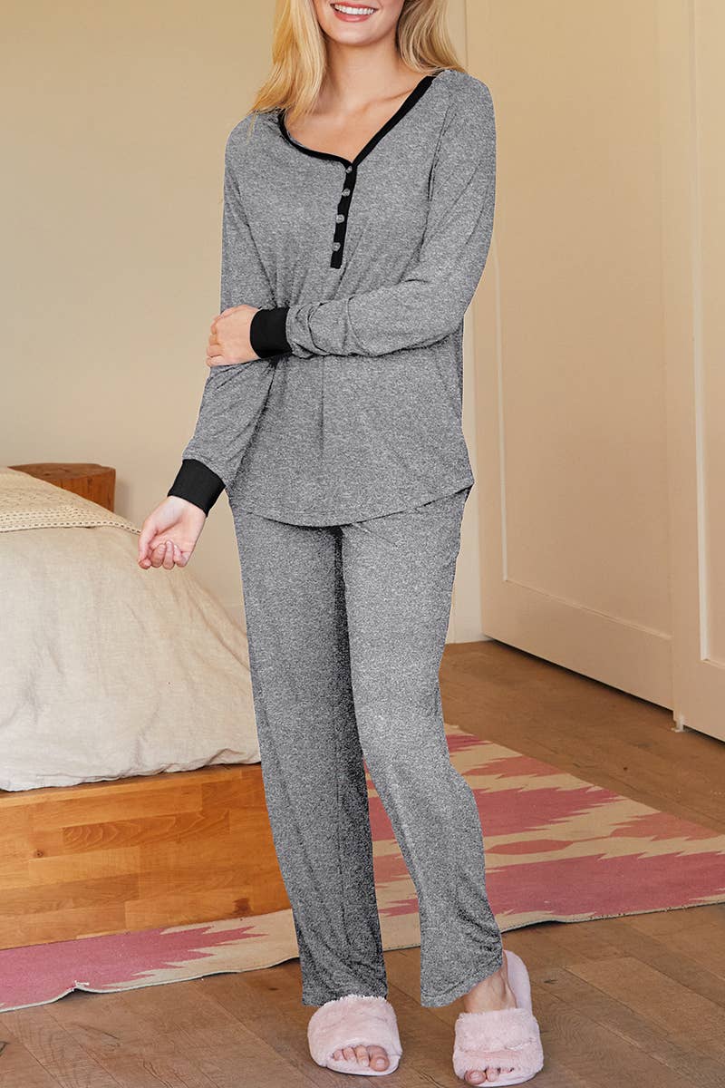 NINEXIS - Wholesale Sleepwear Set - Women's - CWSPJ033_COZY LONG SLEEVE HENLEY NECK PAJAMA SET15