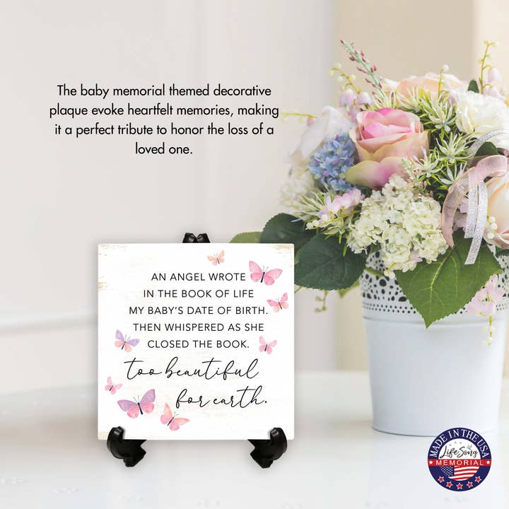 LifeSong Milestones - Wholesale Plaque - Too Beautiful for Earth Baby Memorial Gift Plaque