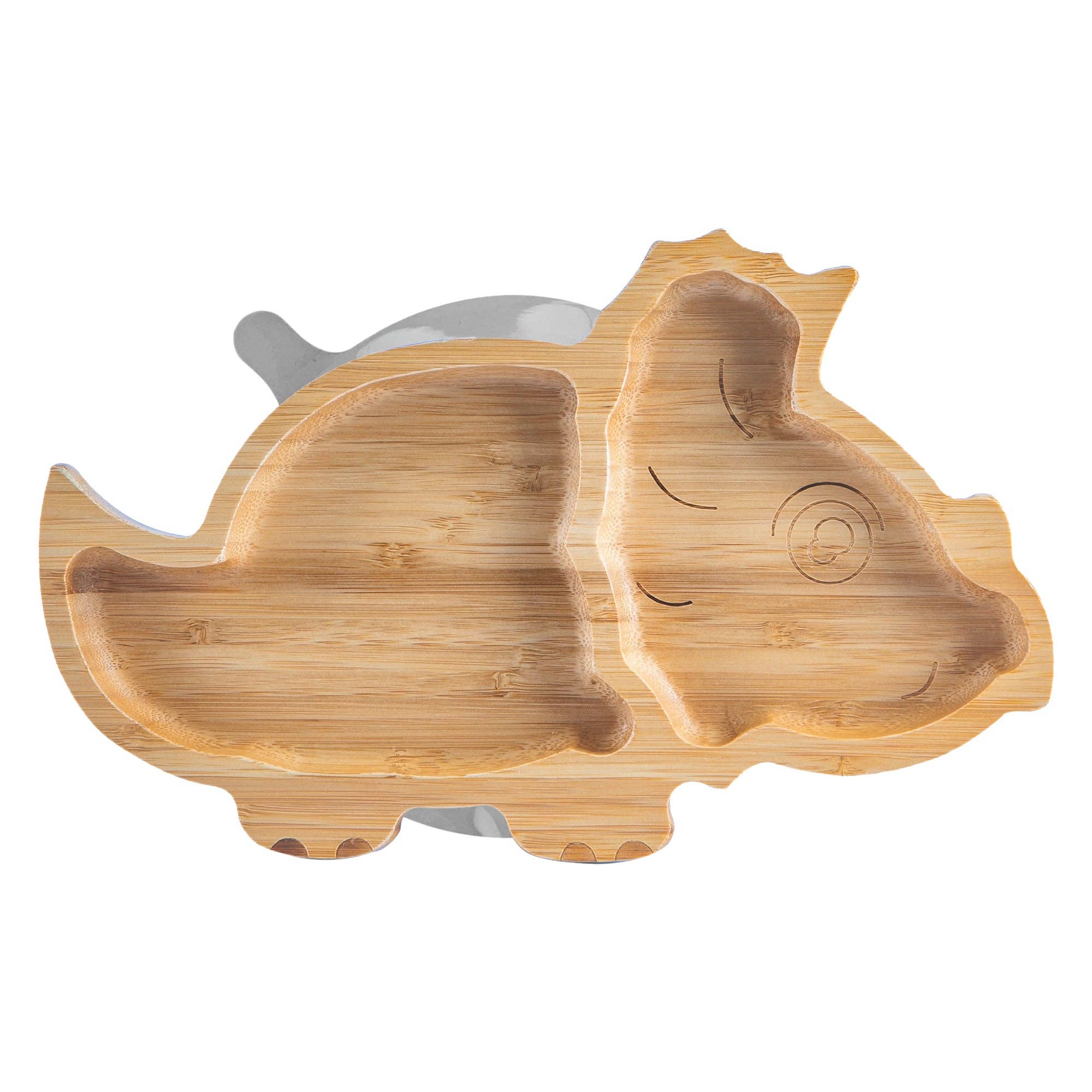Rinkit Ltd – Prato - Crianças e bebés por atacado – Placa de dinossauro de sucção de bambu para crianças pequenas - cinza5