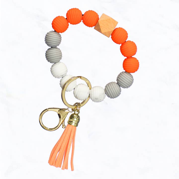 Suzie Q USA - Wholesale Keychain – Women's - Colorful Rope Pattern Round Silicone Key Ring & Keychain