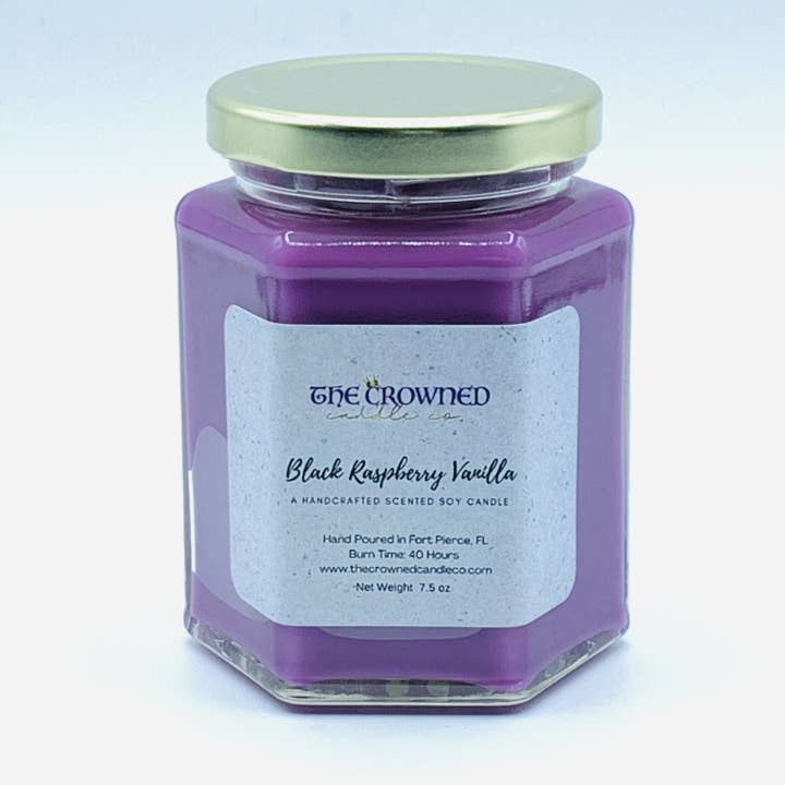 Black Raspberry Vanilla Soy Candle for wholesale by The Crowned Candle Company