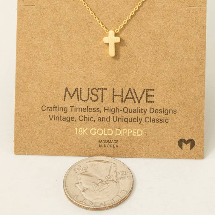 Fame Accessories - Wholesale Pendant/Charm Necklace - Dainty Mini Cross Pendant Necklace
