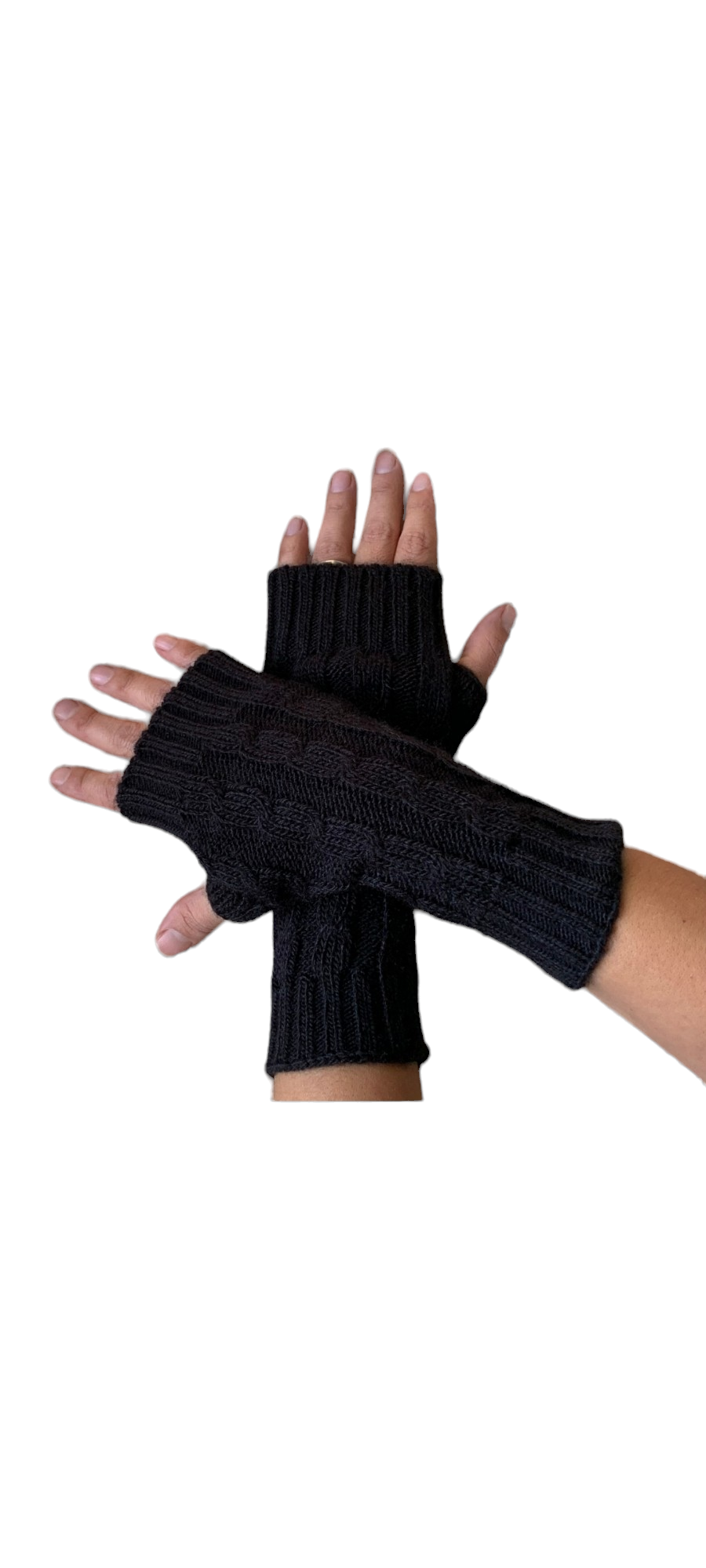 MODA LATINA - Vente Gants – femme - Gants en alpaga tricotés, gants d'hiver, gants sans doigts2