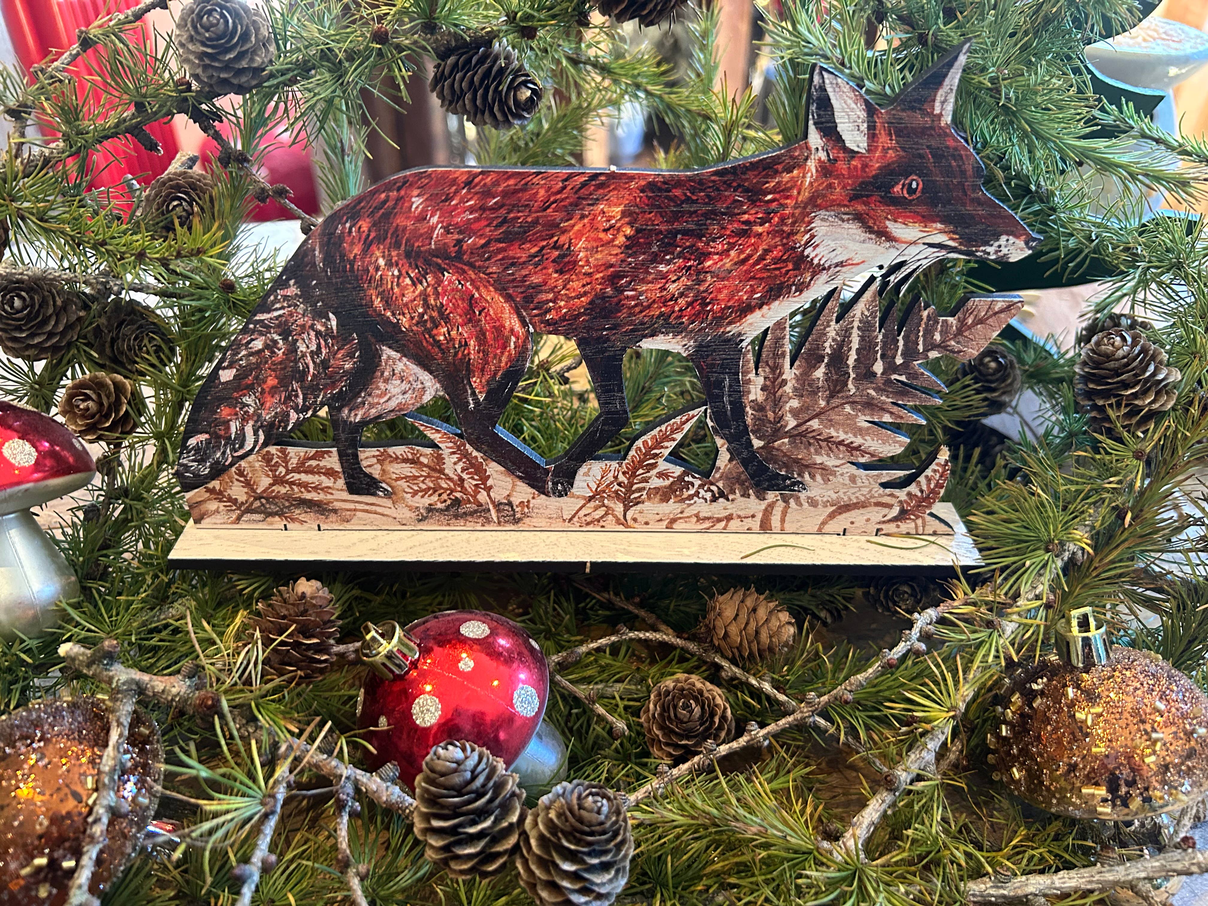 Clare O’Neill Artworks – wholesale Ornament – Mr Foxy Wooden ornament 1