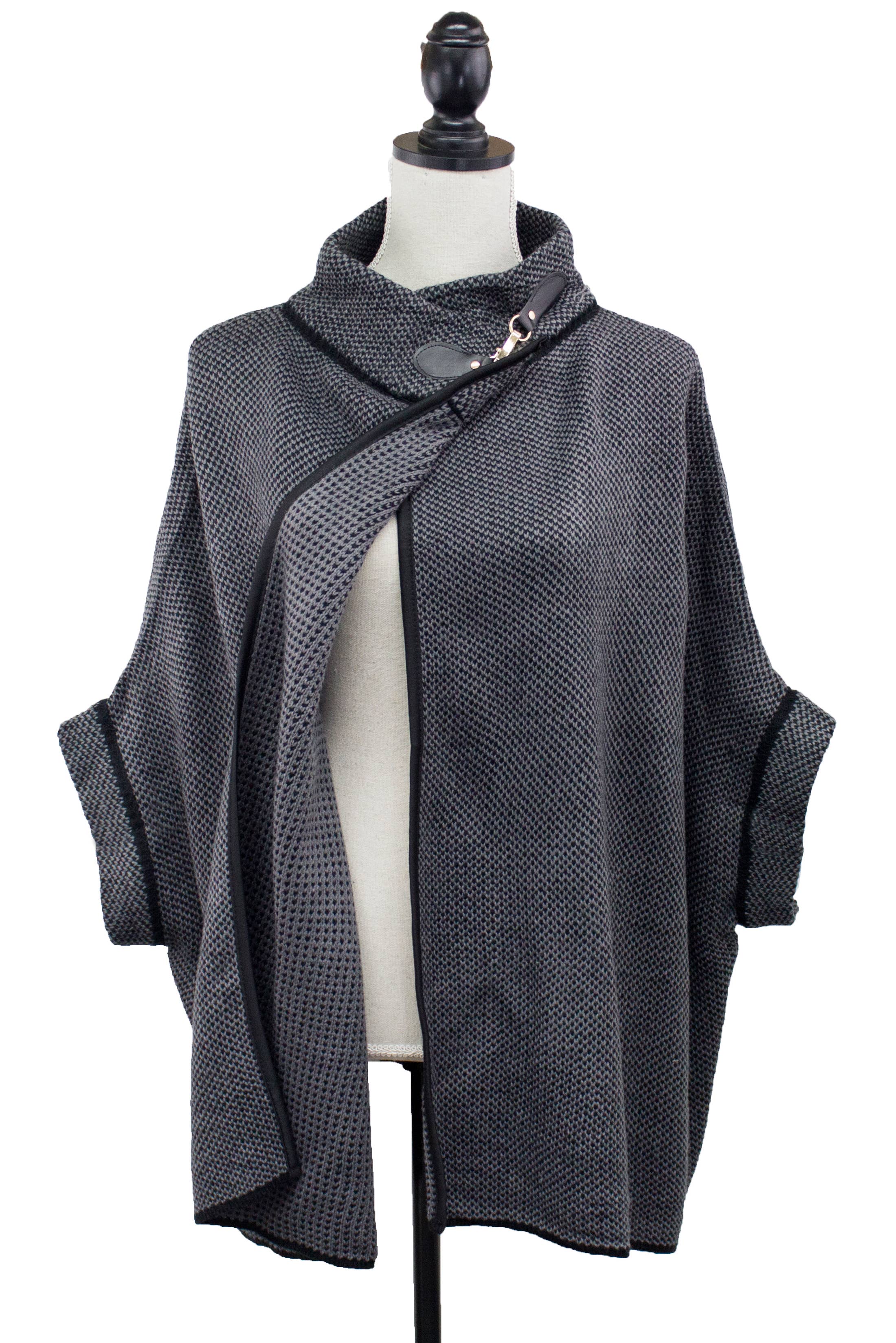 Fennco Styles - Wholesale Poncho - Women's - Knit Buckle Poncho Cape Cardigan12