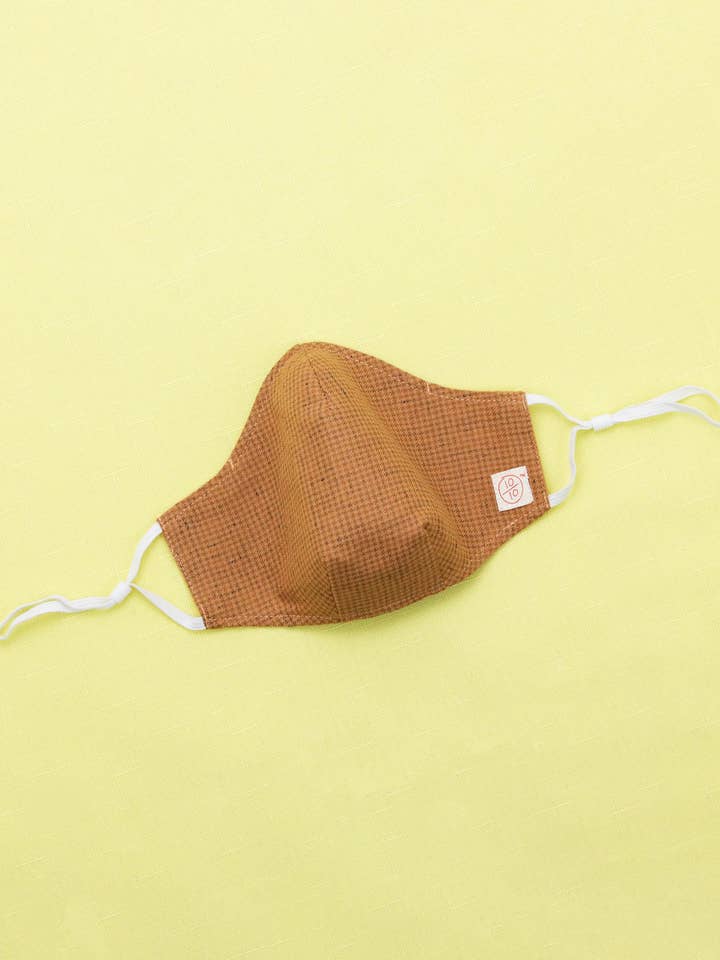 Mustard Weaved Cotton Mask (nose wire embedded) for wholesale by Ten on Ten