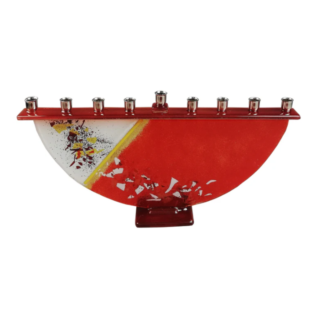 Calypso Chile - Wholesale Candle Holder - Fused Glass Menorah - Handmade - Judaica - Confetti Colors1
