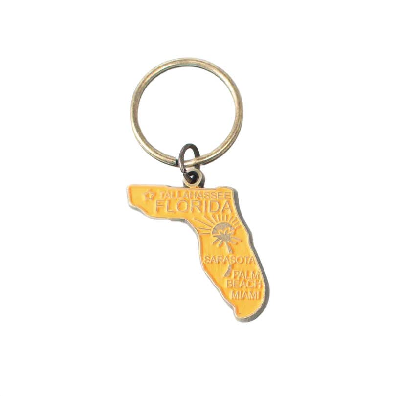 Gleeful Peacock - Wholesale Keychain - Unisex - Florida Vintage State Map Keychain3