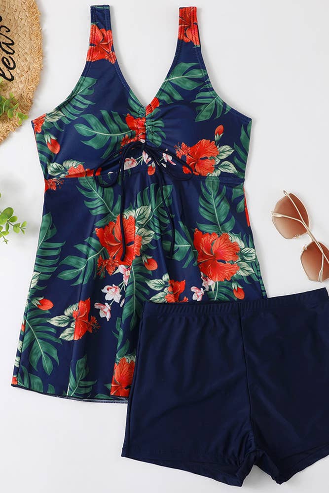 UNISHE - Vendita all'ingrosso Bikini - Donna - Set due pezzi Tankini increspato stampato HR01312