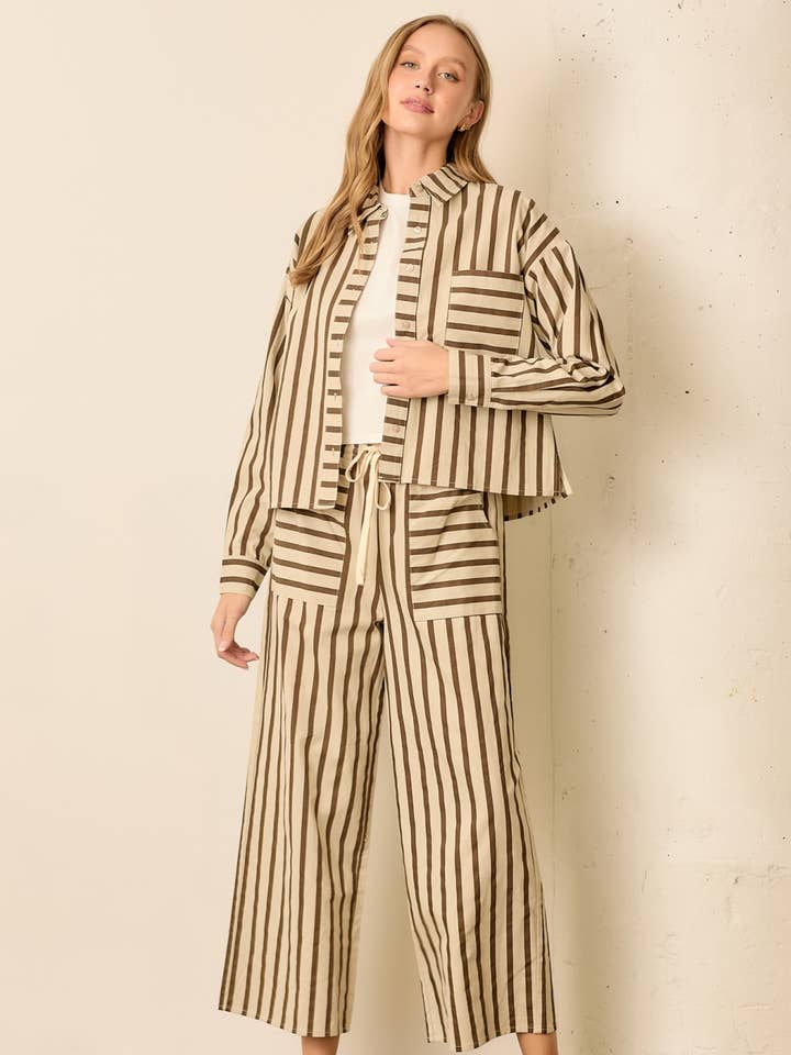 Nadelstreifen-Knopfhemd für den Großhandel von Polagram by Wellmade USA