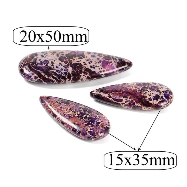 CRCBEADS - Wholesale Jewelry Set - Purple Sea Sediment Jasper Pendant Earrings Teardrop Size 15x35mm 3 PCS Per Set1
