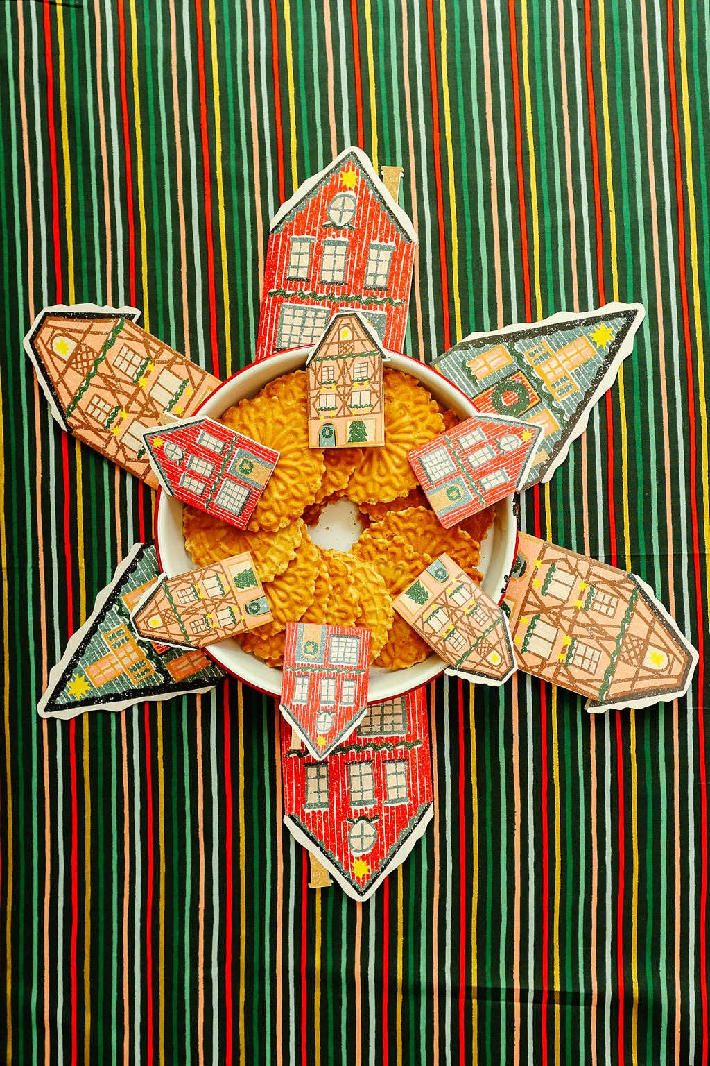 Isatopia – wholesale Christmas card – Blue Cottage Die Cut Card - Winter Cottage Collection3