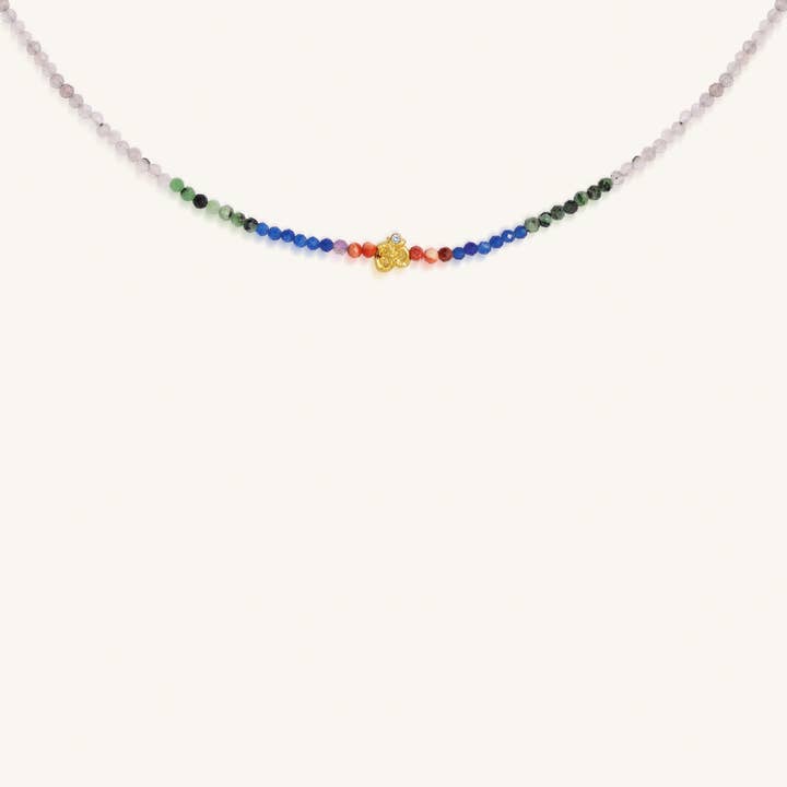Collier Om en Perles d'Invocation de Positivité pour la vente par Karma And Luck