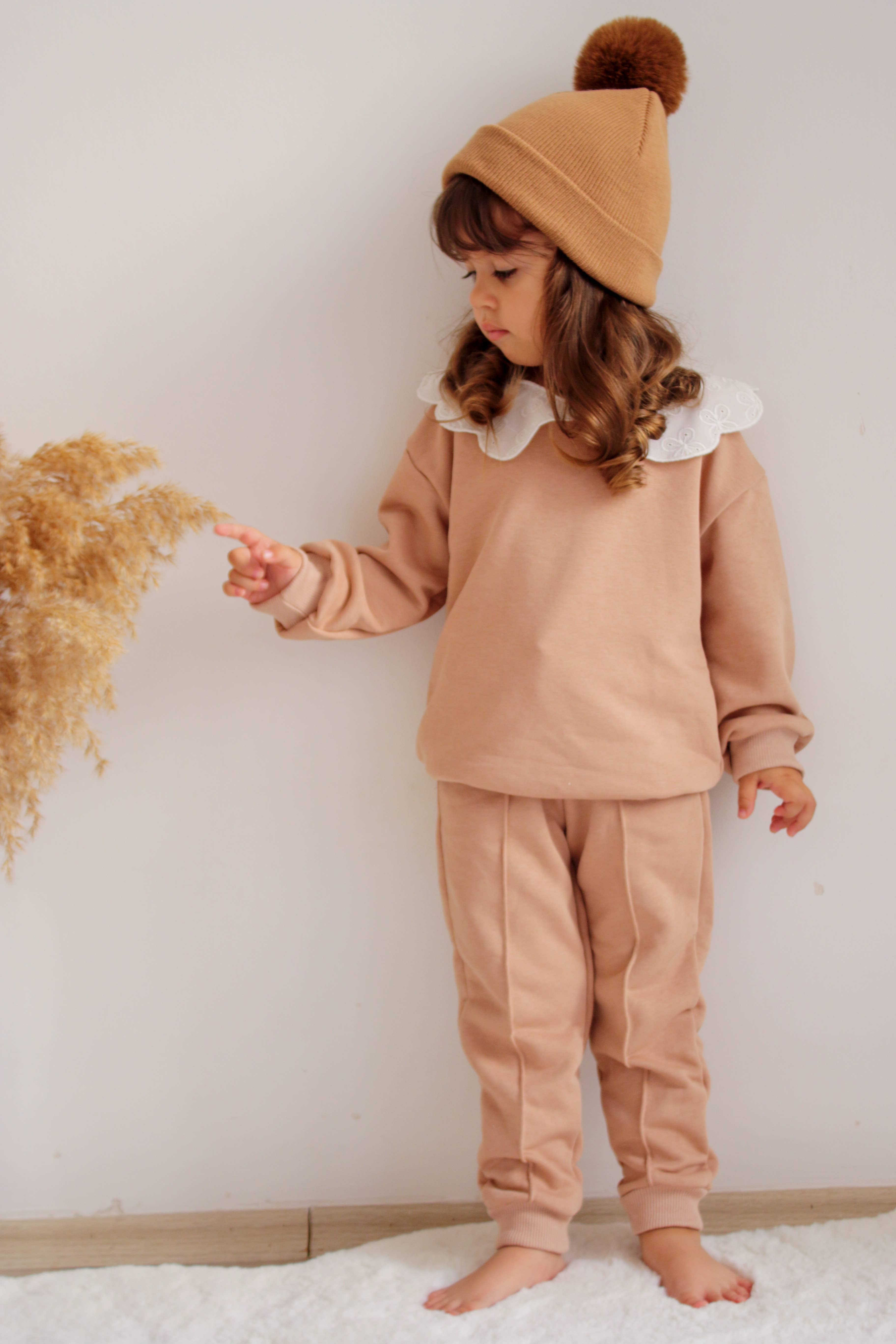 Single Pom Pom Baby/Kid's Brown Beanie Hat 0-8 Years for wholesale on Faire3