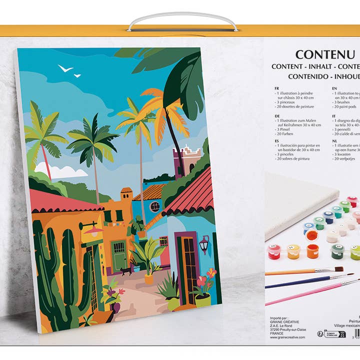 Graine Créative - Wholesale DIY Craft Kit - PAINT BY NUMBER 30 x 40 - MEXICAN VILLAGE4