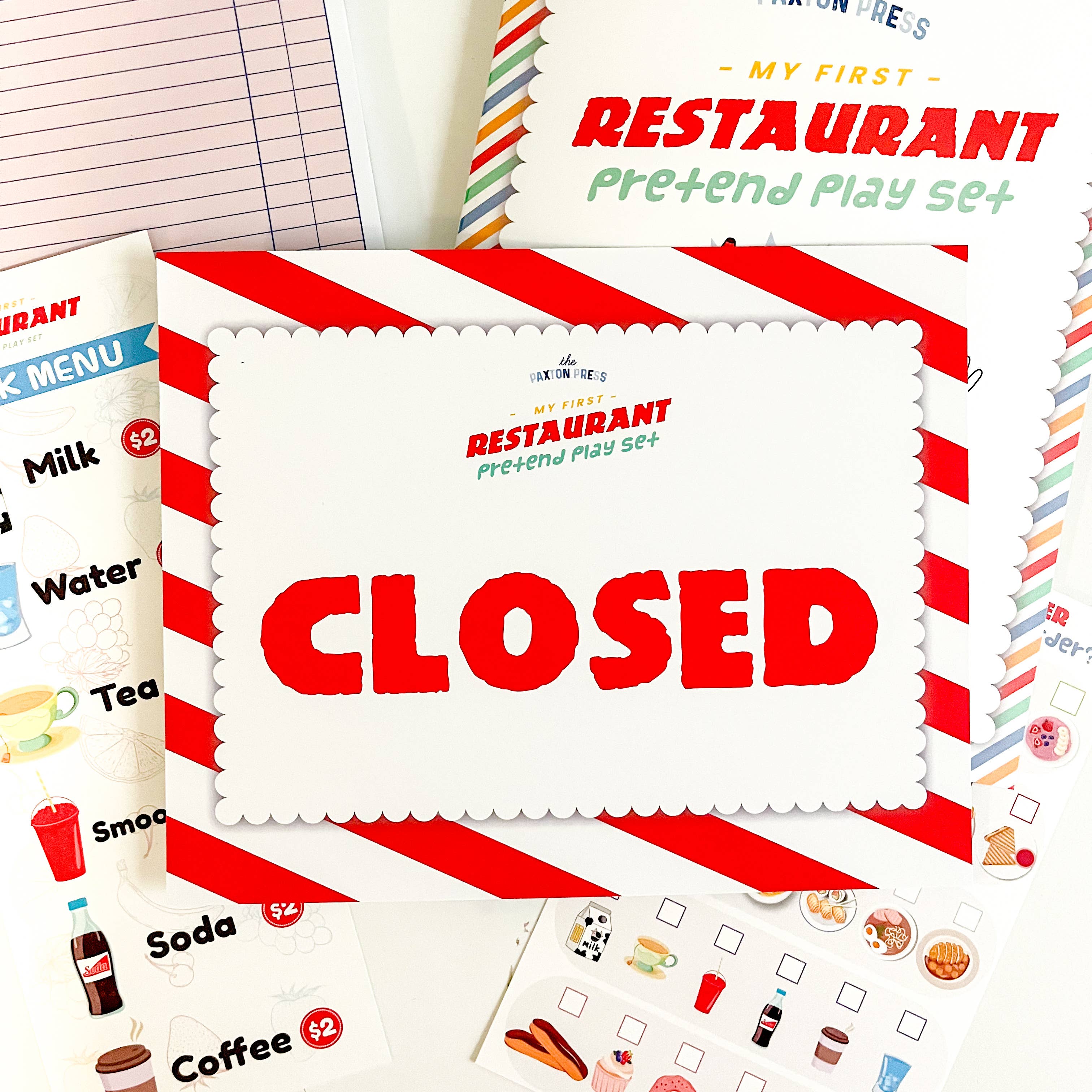 The Paxton Press - Screen-Free Paper Goods for Kids - Wholesale Toy Set - Kids - My First Restaurant Pretend Play Kit5