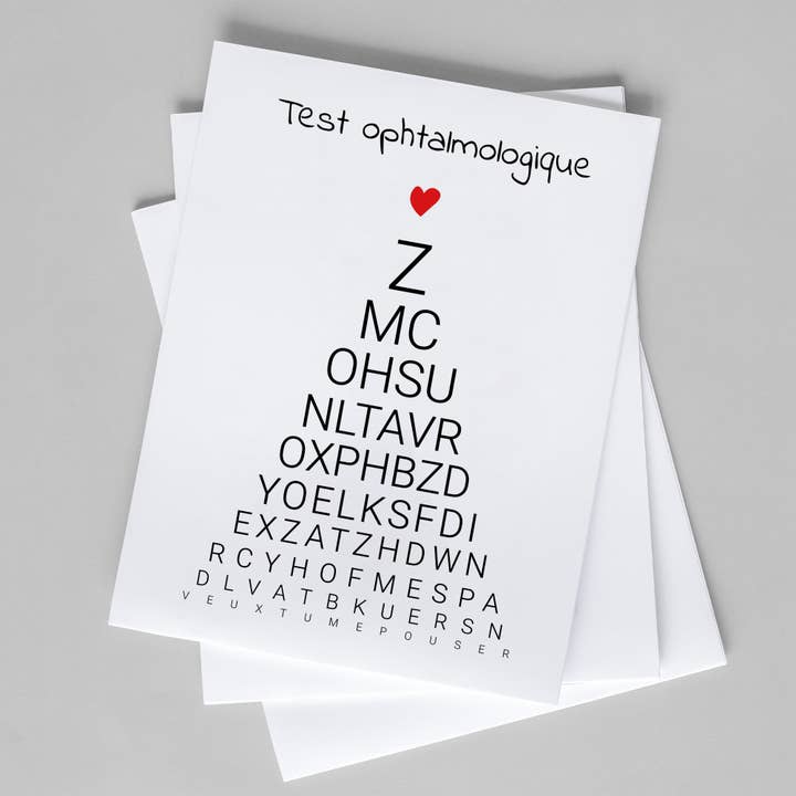 Carte annonce test ophtalmologique message caché pour la vente par DLF creation