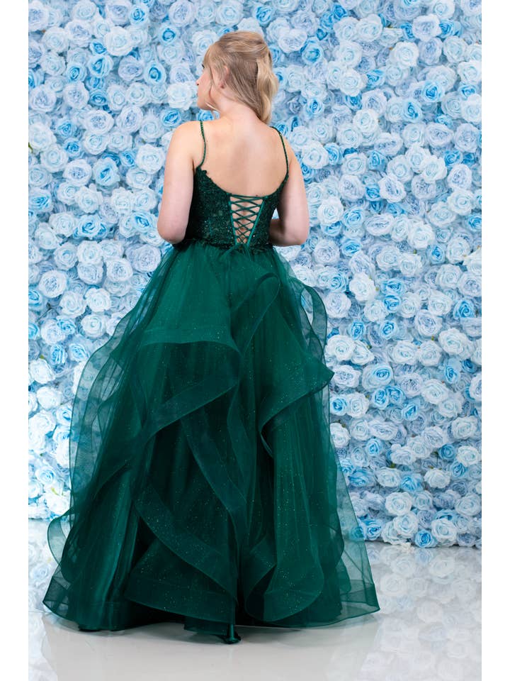 Malia Ruffle Dark Green for wholesale on Faire9