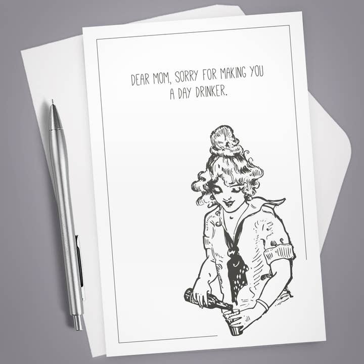 Vintage Greeting Card, Happy Mother's Day, Day Drinker, Mom for wholesale by Vintage Wit