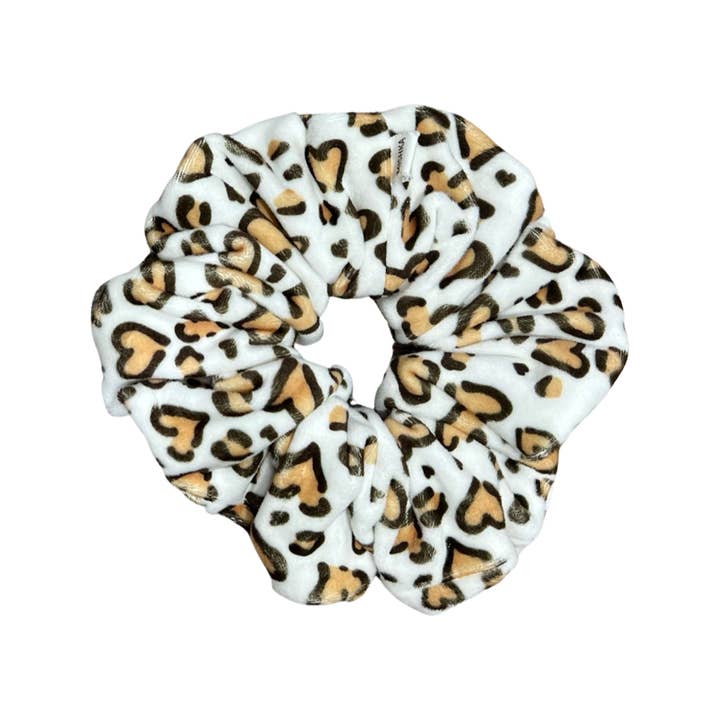 Cheetah Hearts Velvet Oversized Scrunchie for wholesale by createdbyMishka