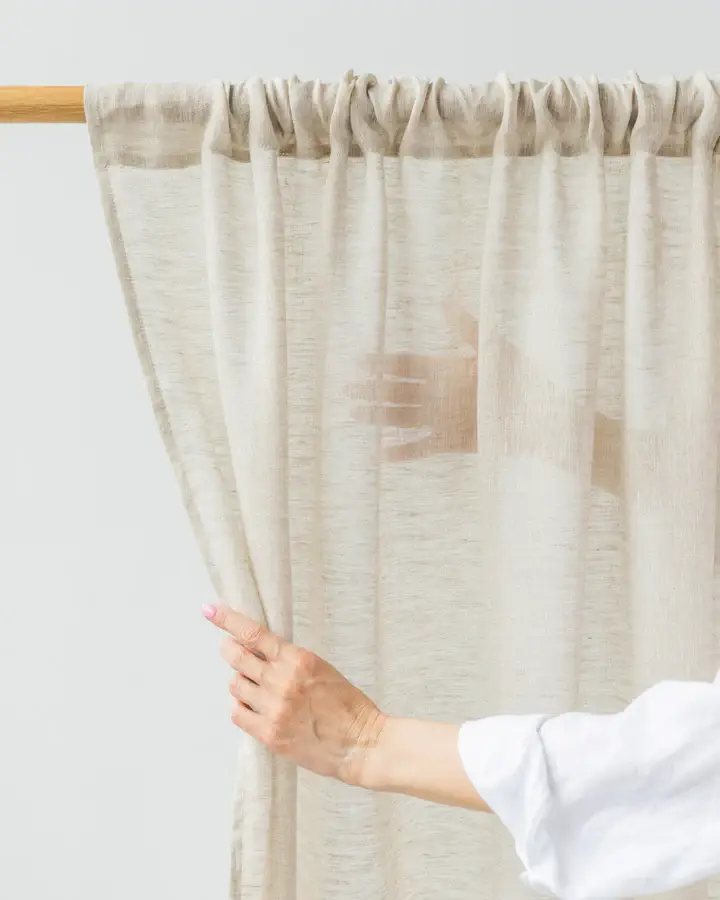 MagicLinen (We handle U.S. import procedures for you) - Wholesale Curtain - Sheer Rod Pocket Linen Curtain Panel in Natural melange3