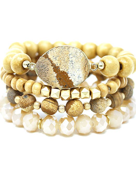 ( V071 ) SEMI PRECIOUS STONE BEAD 4 BRACELET SET for wholesale by Jewelry Max