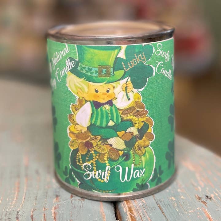 Cire de surf Leprechaun - Pot de peinture pour la Saint-Patrick pour la vente par Surfs Up Candle