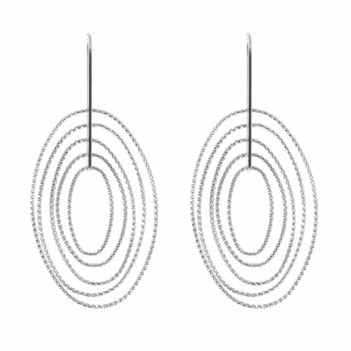 Rhodium-belagt sølv oval diamant øreringe for engroshandel hos ORUS BIJOUX