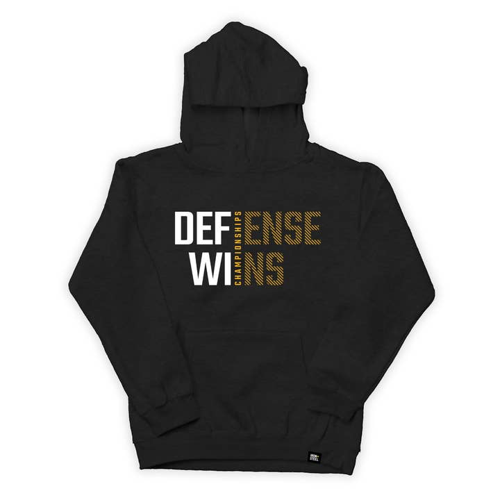 Defense Wins Championships Kids Fleece Hoodie for wholesale by Iron+Steel Hockey