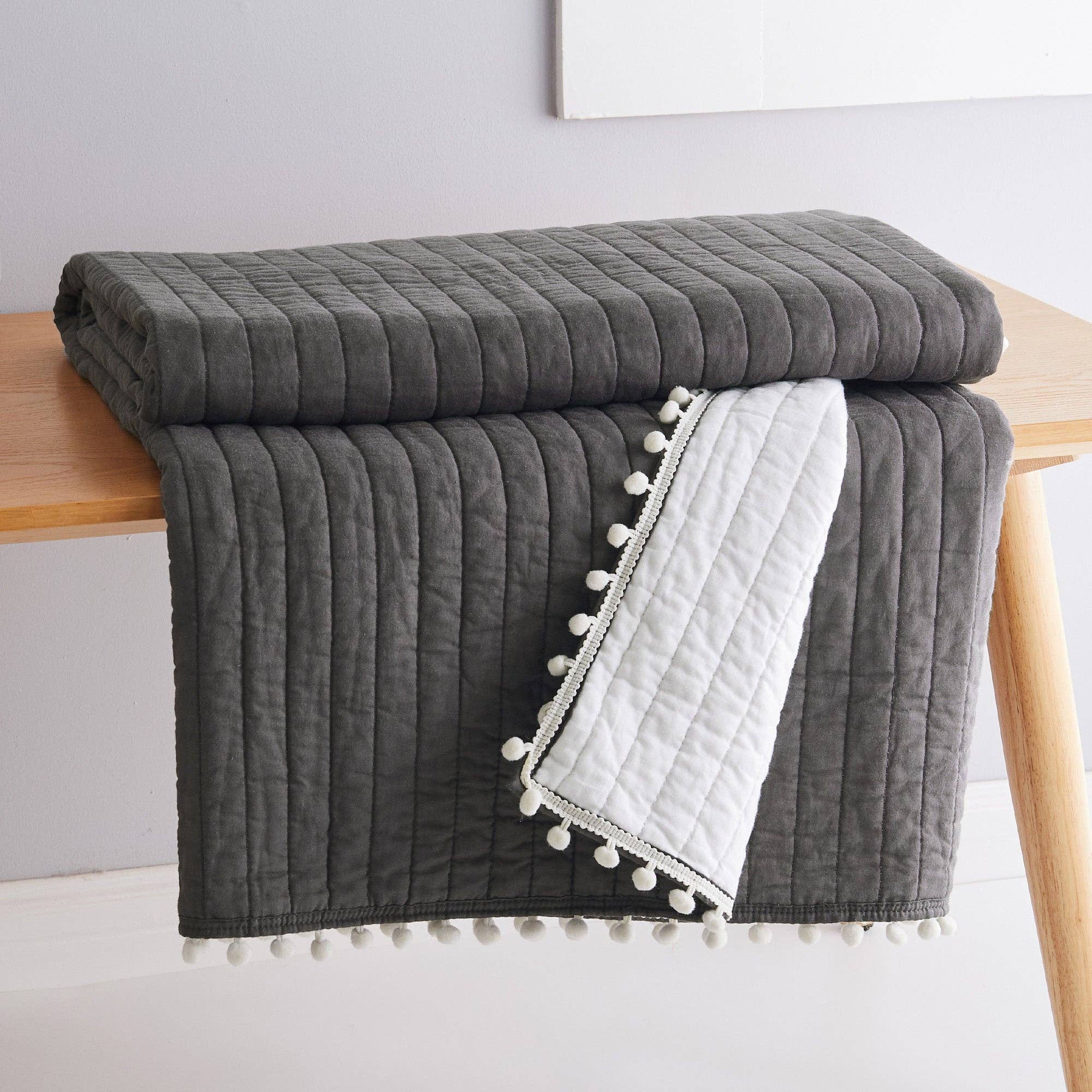 Levtex Home - Wholesale Throw Blanket - Pom Pom Quilted Throw9