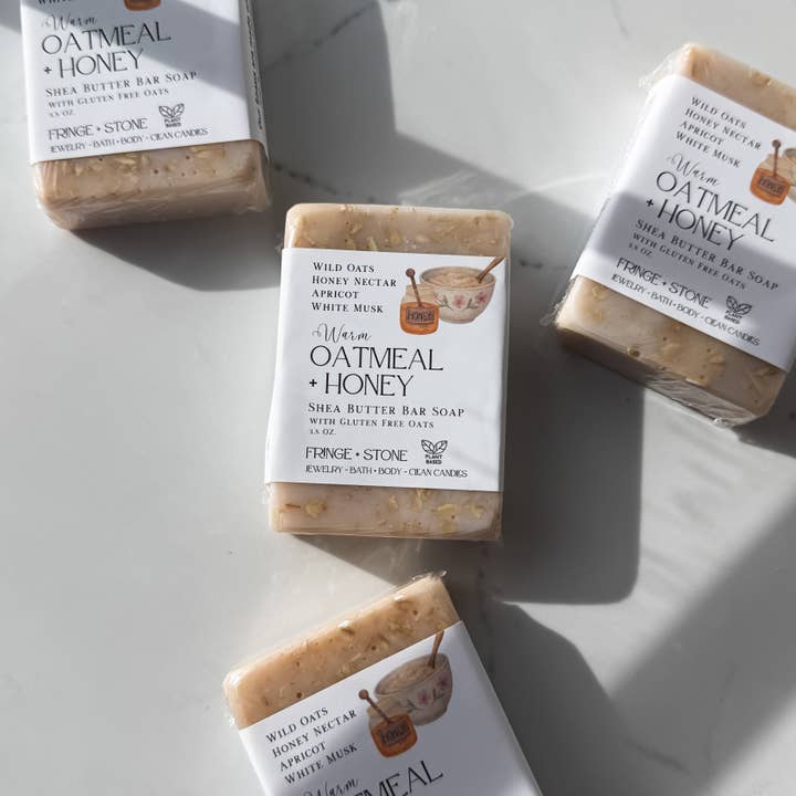 HANDMADE BAR SOAP - WARM OATMEAL + HONEY for wholesale by Fringe + Stone