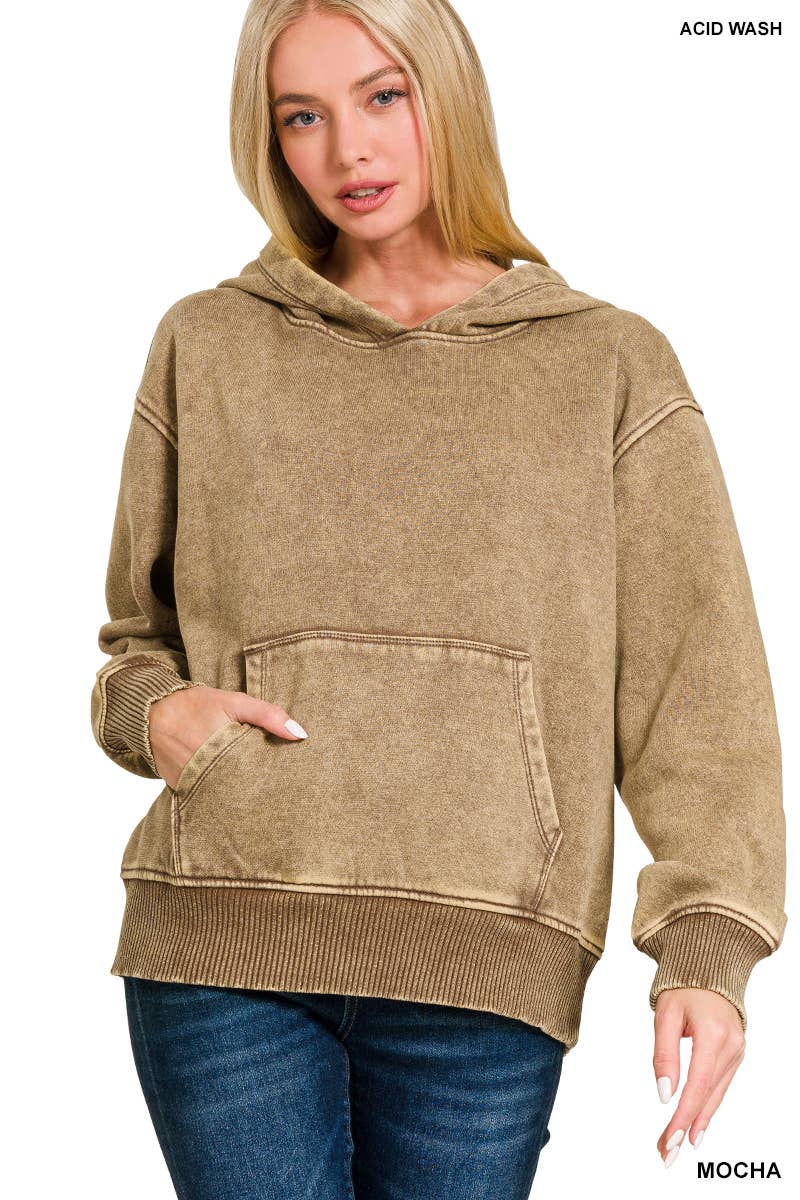 42POPS - Wholesale Hoodie – Women's - ',,,.._ Fleece Acid Wash Kangaroo Pocket Hoodie0