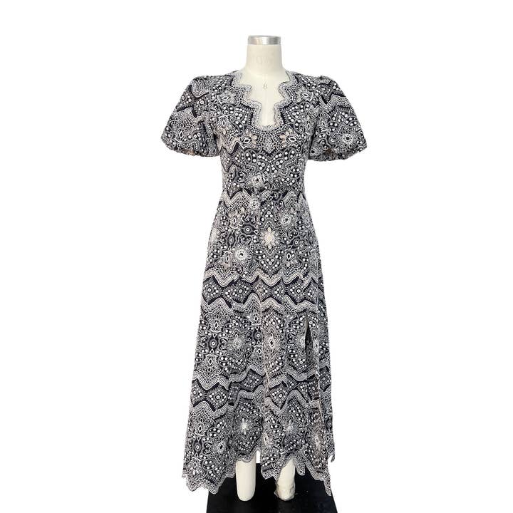 NAVY Asymmetrical Embroidery Maxi Dress for wholesale on Faire5