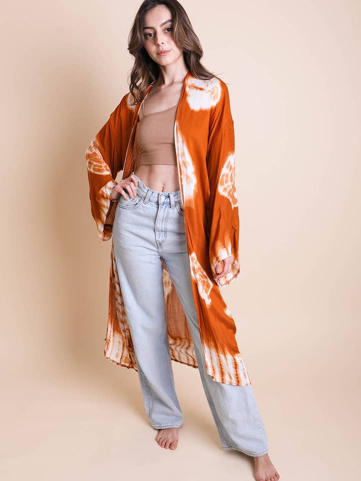 Leto Accessories - Wholesale Kimono - Women's - Versatile Tie-Dye Longline Wrap – Boho Vibes 🌀9