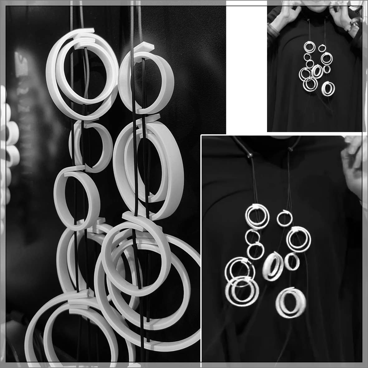 ALEX+SVET - Wholesale Bib Necklace - BOLZANO BW rubber necklace BLACK&WHITE line1