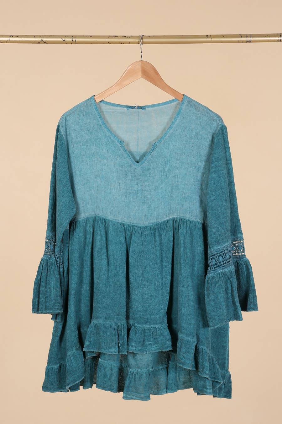 la maison des fibres naturelles - Wholesale Tunic - Women's - Ruffled cotton linen tunic 1003 10% linen 90% cotton5