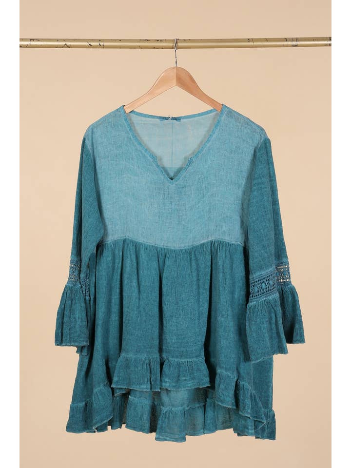 la maison des fibres naturelles - Wholesale Tunic - Women's - Ruffled cotton linen tunic 1003 10% linen 90% cotton5