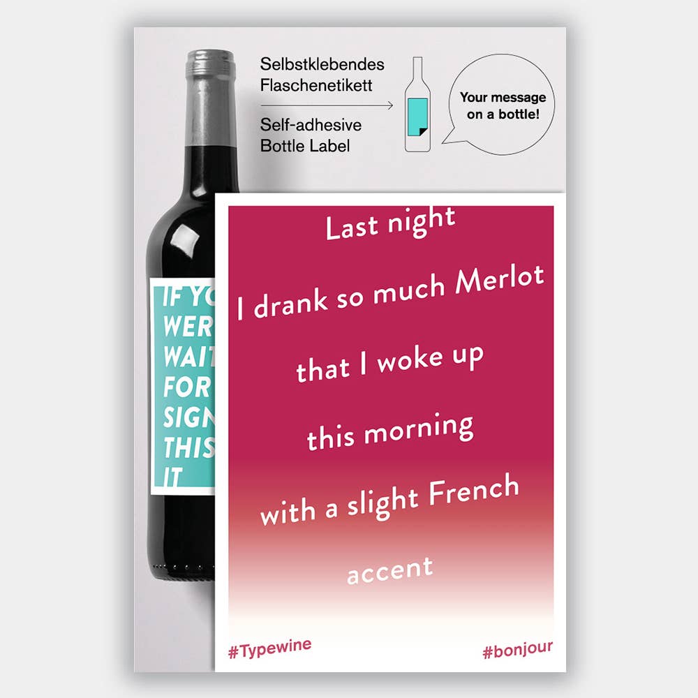 Typewine - Wholesale Gift Tag Label - French Accent Wine Label2